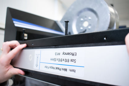 Correct orientation of HEPA filter - arrow should point in the direction of the air flow i.e., downwards.