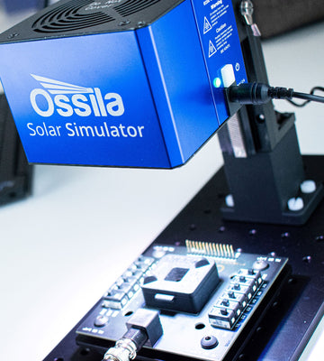 Manual solar cell testing kit in use