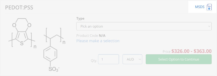 Screenshot of MSDS button location