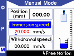 Manual mode - set immersion speed