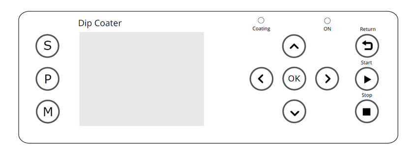 Ossila Dip Coater LCD screen and keypad