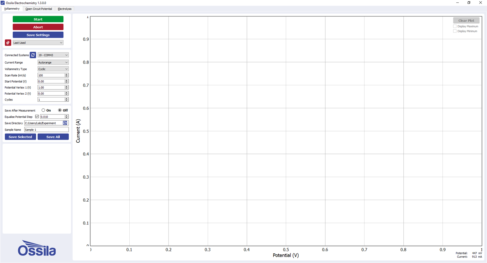 Ossila Electrochemistry software