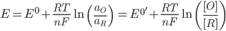 equation - standard potential replaced with formal potential