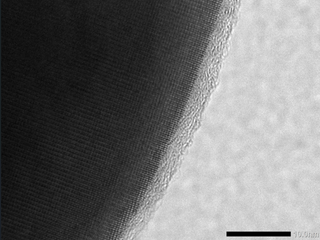 Lithium iron phosphate carbon coated TEM image