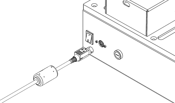 Plugging the power supply cable to the slot-die coater