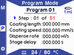 Program mode - select the number of steps