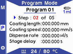 Program mode - select a step to edit