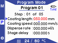 Program mode - edit the coating length