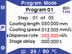 Program mode - edit the dispense rate