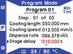 Program mode - edit the stage delay time