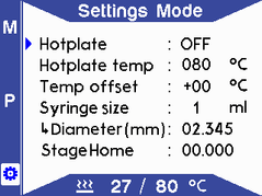 Settings mode page