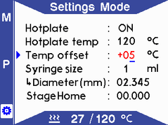 Settings mode - select offset temperature
