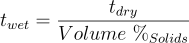 Formula to calculate the wet film thickness