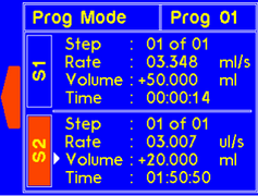 Program mode - edit the parameters for syringe 2