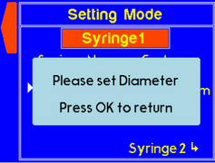 Warning messaging stating to set diameter