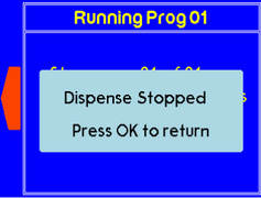 Message stating dispense stopped