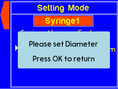 Warning message to set diameter