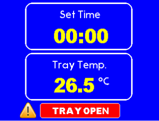Tray open warning screen