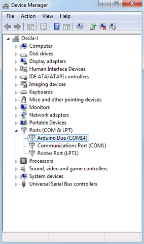 Xtralien in Windows device manager shown as a COM port