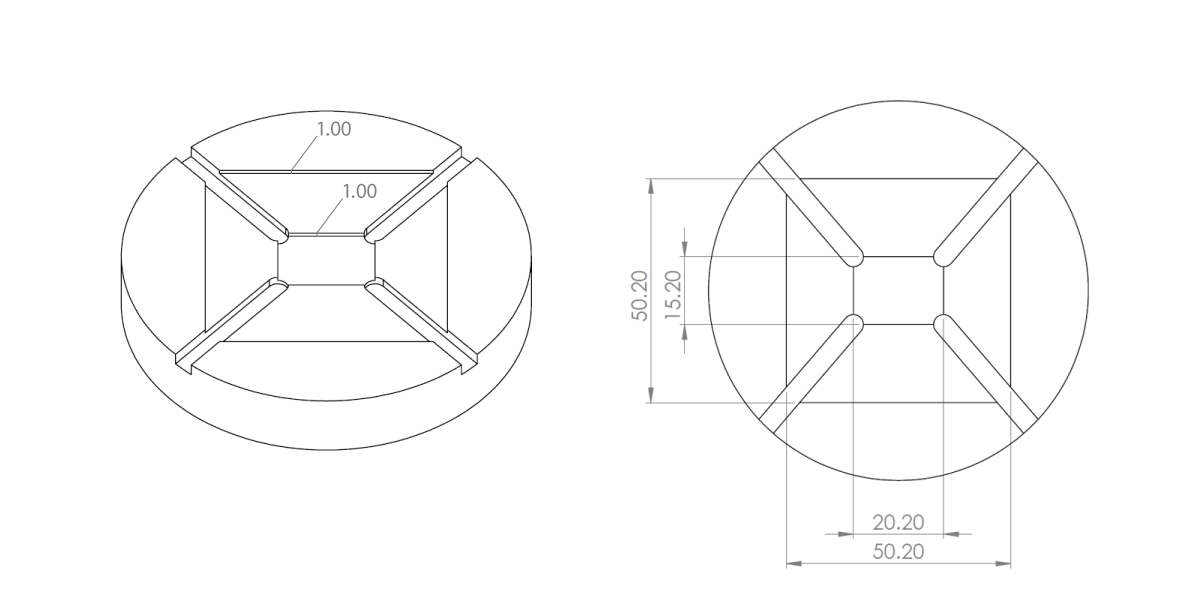 20mm x 15mm and 50mm spin coater chuck diagram