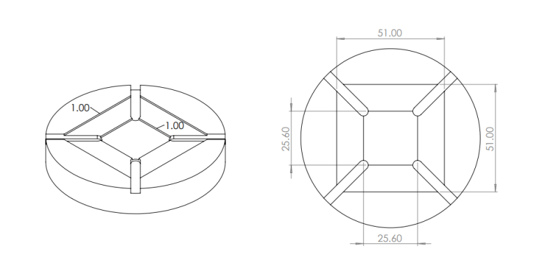 1 inch x 1 inch spin coater chuck