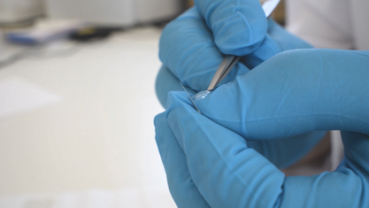 Preparation of the PDMS stamp Step 3 - separate the PDMS and cover sheet
