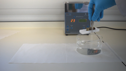 Substrate cleaning Step 3 - rinse the substrates in water and IPA