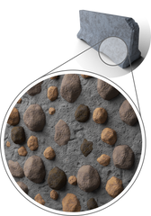 a beton homokból, kavicsból és cementből készül